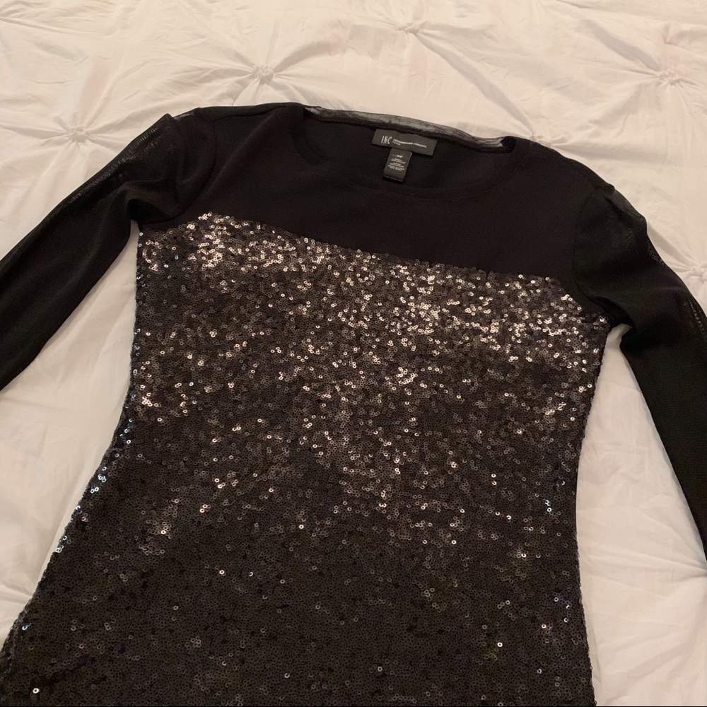 INC NWT- Black Sequin & Sheer Top 4 a Night Out🦋